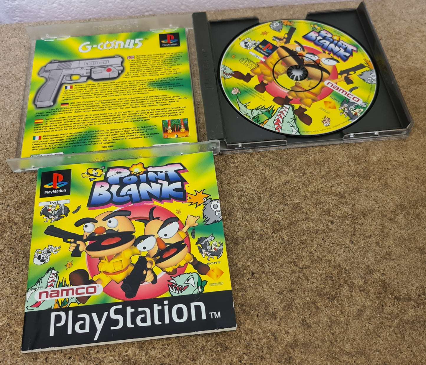 Boxed Namco Light Gun & Point Blank Sony Playstation 1 RARE Game & Accessory