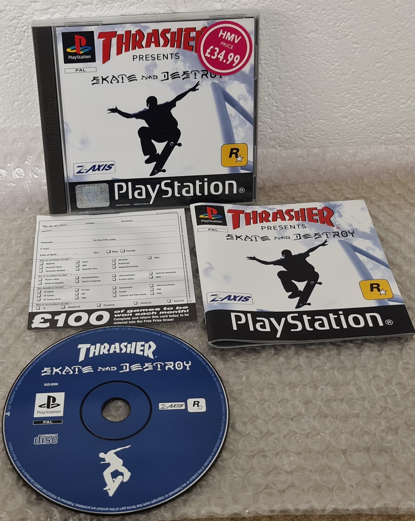 Thrasher Skate and Destroy Sony Playstation 1 (PS1) Game