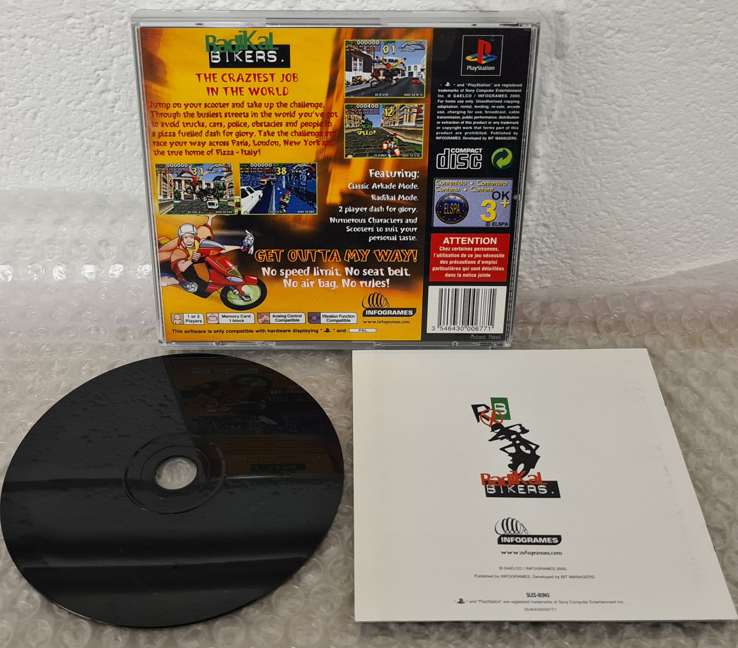 Radikal Bikers RARE Black Label Sony Playstation 1 (PS1) Game