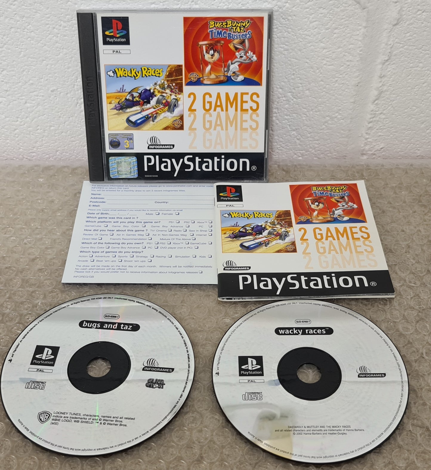 Wacky Races/Bugs & Taz 2 Game Pack Sony Playstation 1 (PS1) Game – Retro  Gamer Heaven