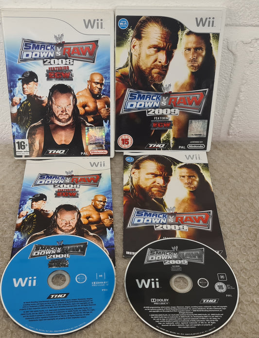WWE Smacdown Vs Raw 2008 & 2009 Nintendo Wii Game Bundle
