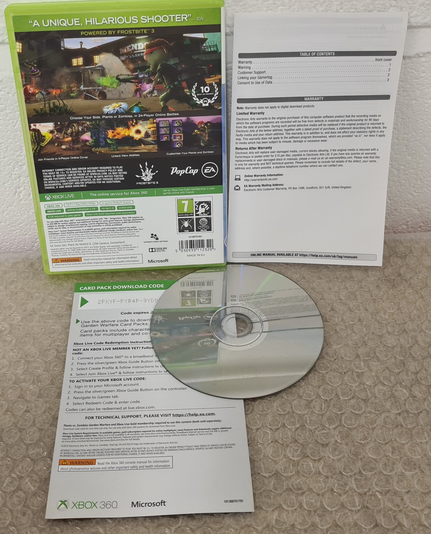 Plants Vs Zombies Garden Warfare Microsoft Xbox 360 Game