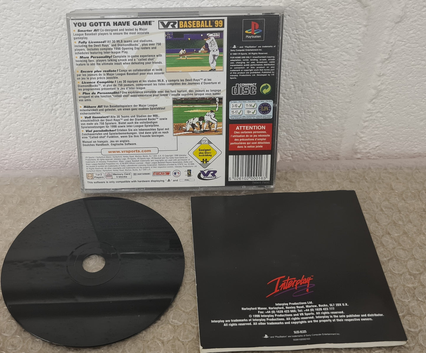 VR Baseball 99 Sony Playstation 1 (PS1) Game