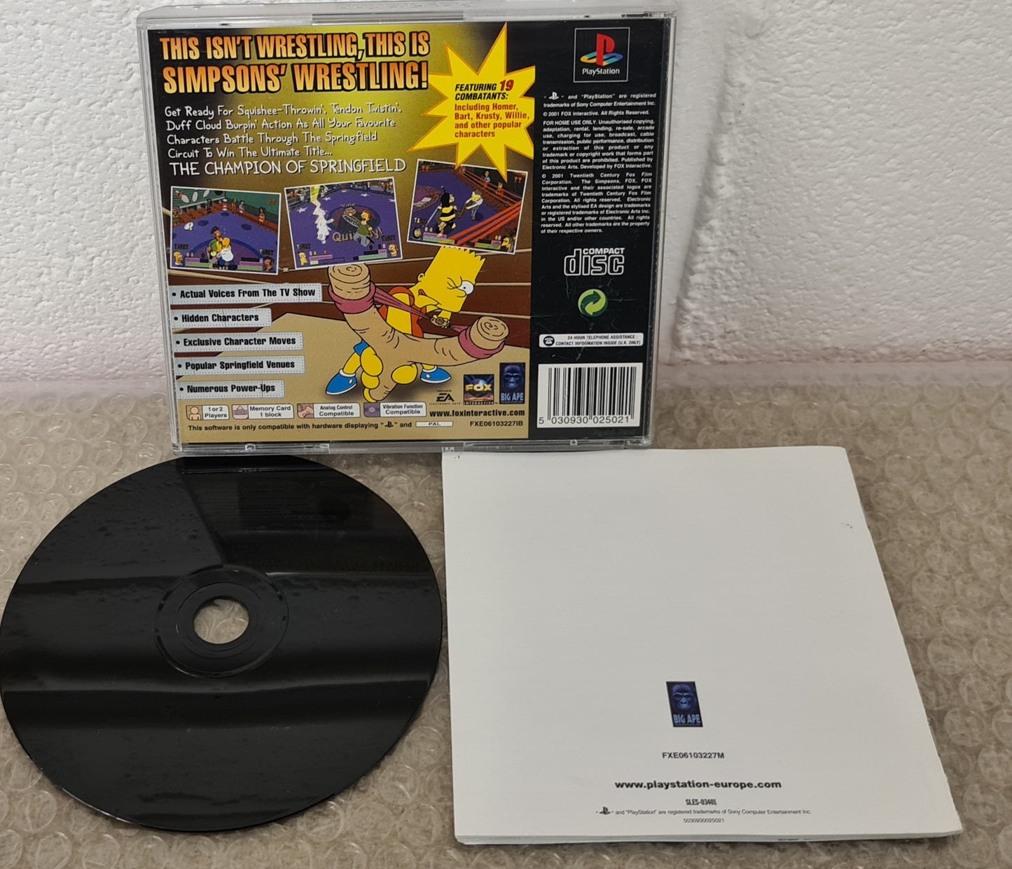 The Simpsons Wrestling Sony Playstation 1 (PS1) Game