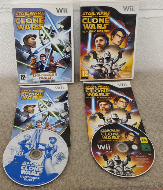 Star Wars Clone Wars Republic Heroes & Lightsaber Duels Nintendo Wii Game Bundle