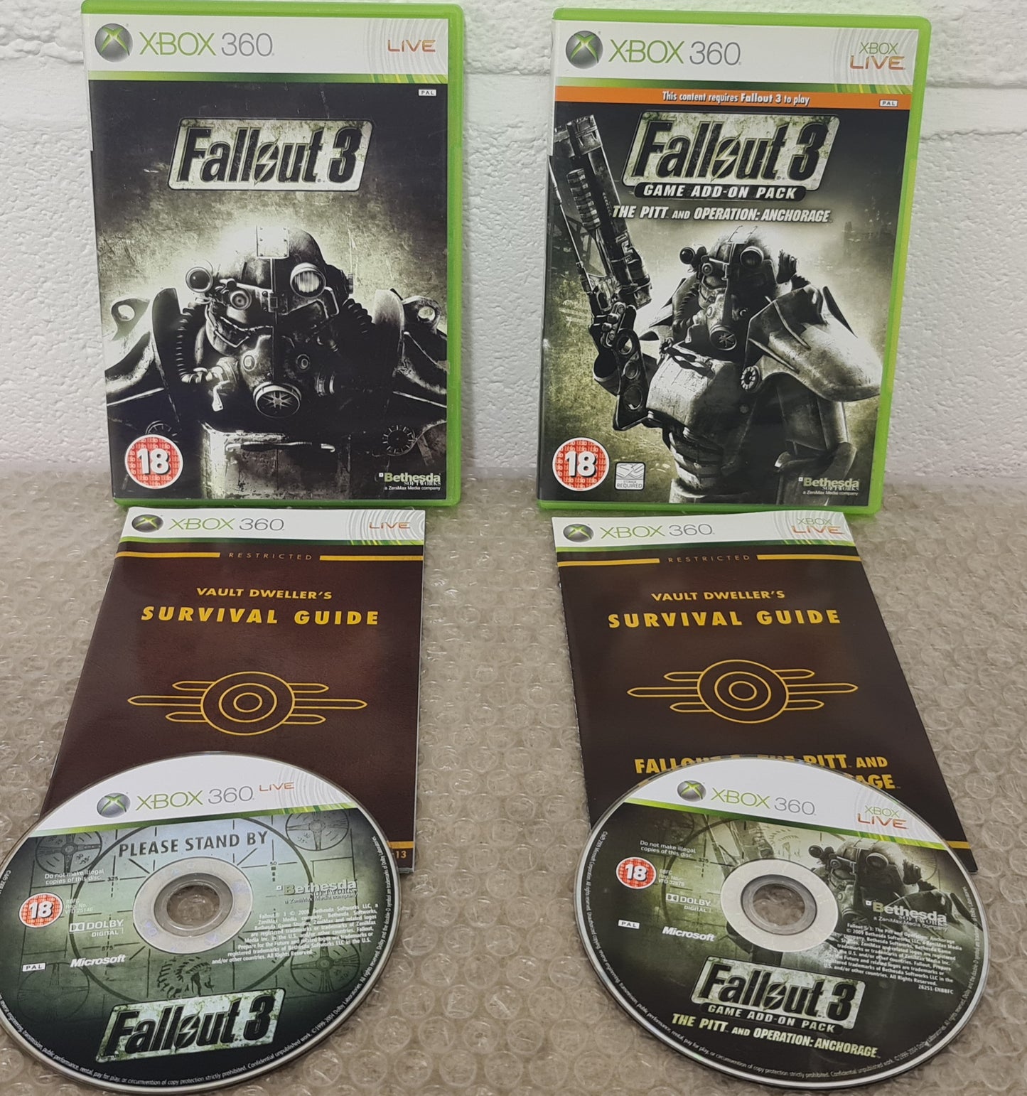 Fallout 3 & Game Add On Pack The Pit & Operation Anchorage Microsoft Xbox 360 Game Bundle