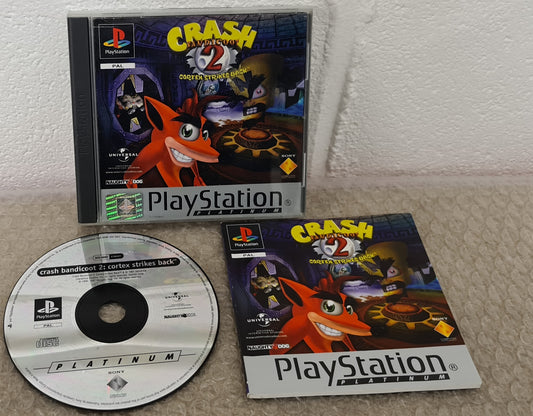 Crash Bandicoot 2 Cortex Strikes Back Platinum Sony Playstation 1 (PS1) Game