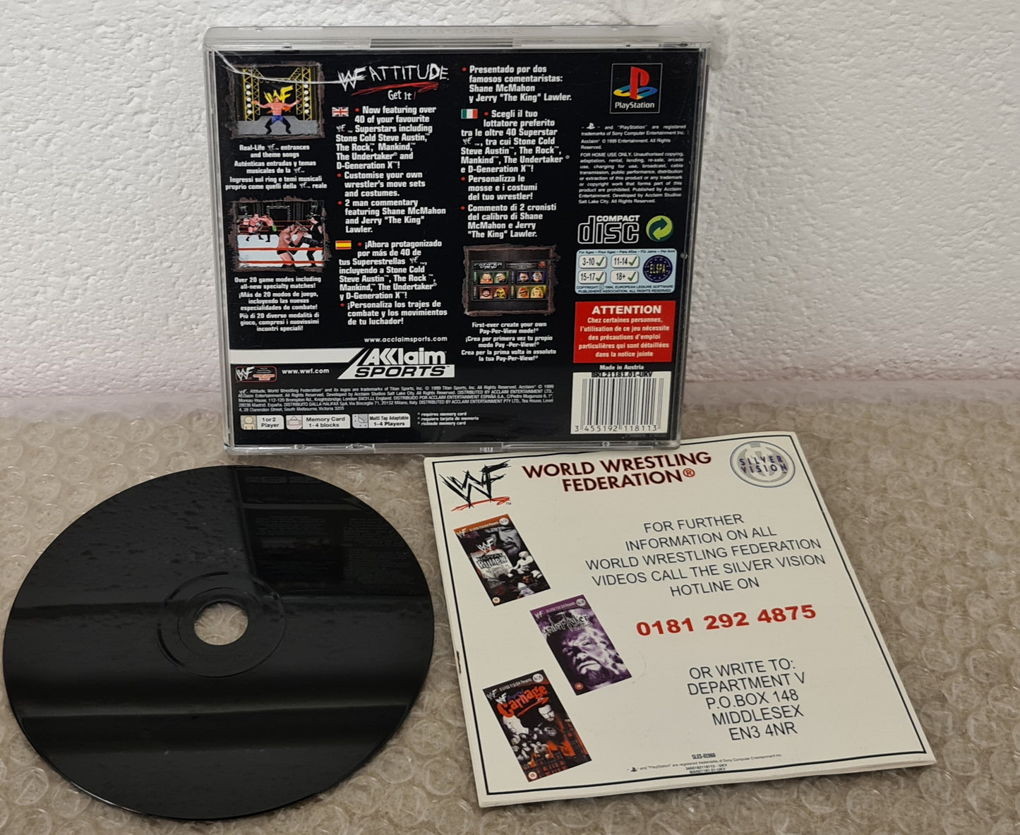 WWF Attitude Sony Playstation 1 (PS1) Game
