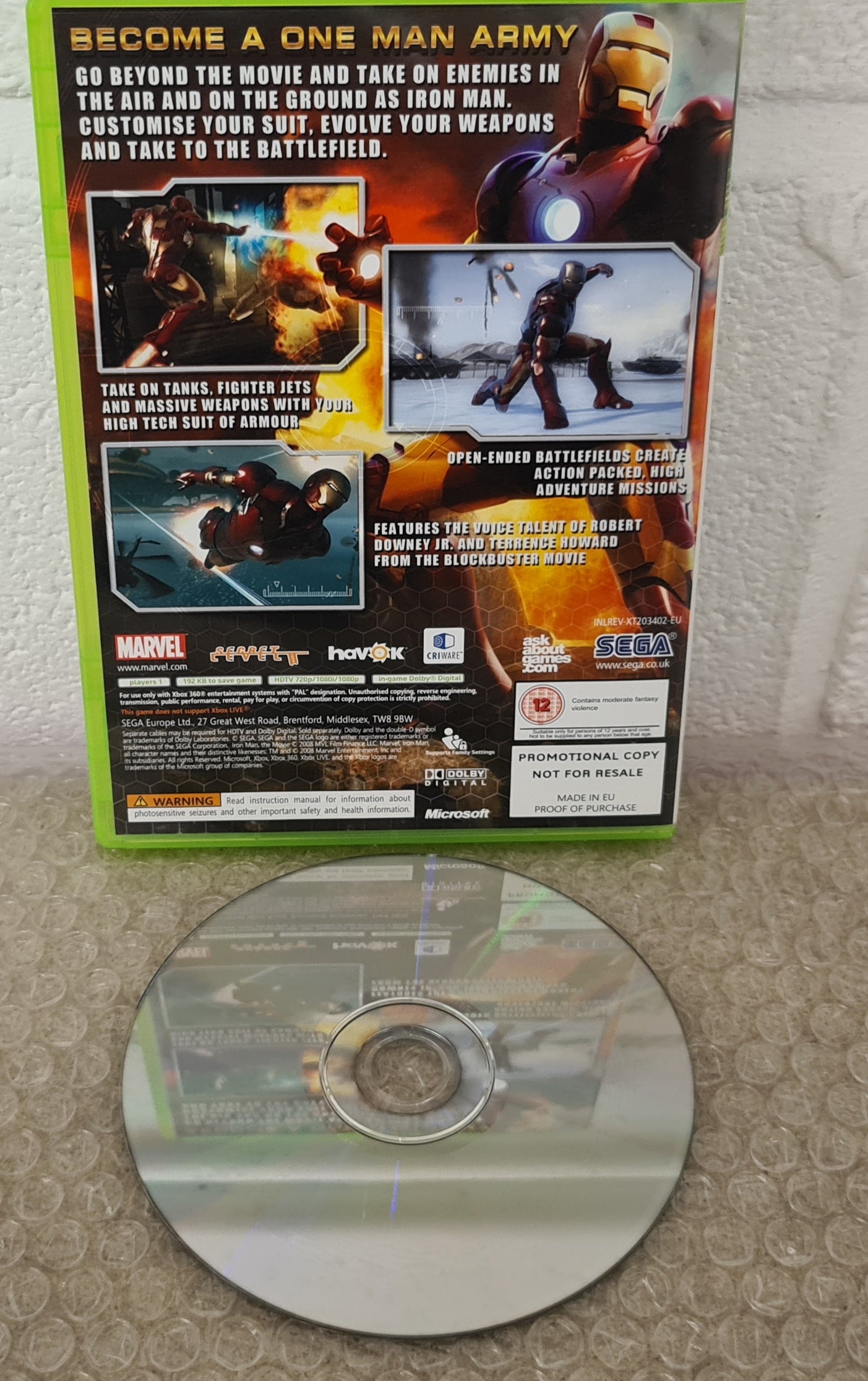 Iron Man RARE Promotional Copy Not For Resale Microsoft Xbox 360 Game