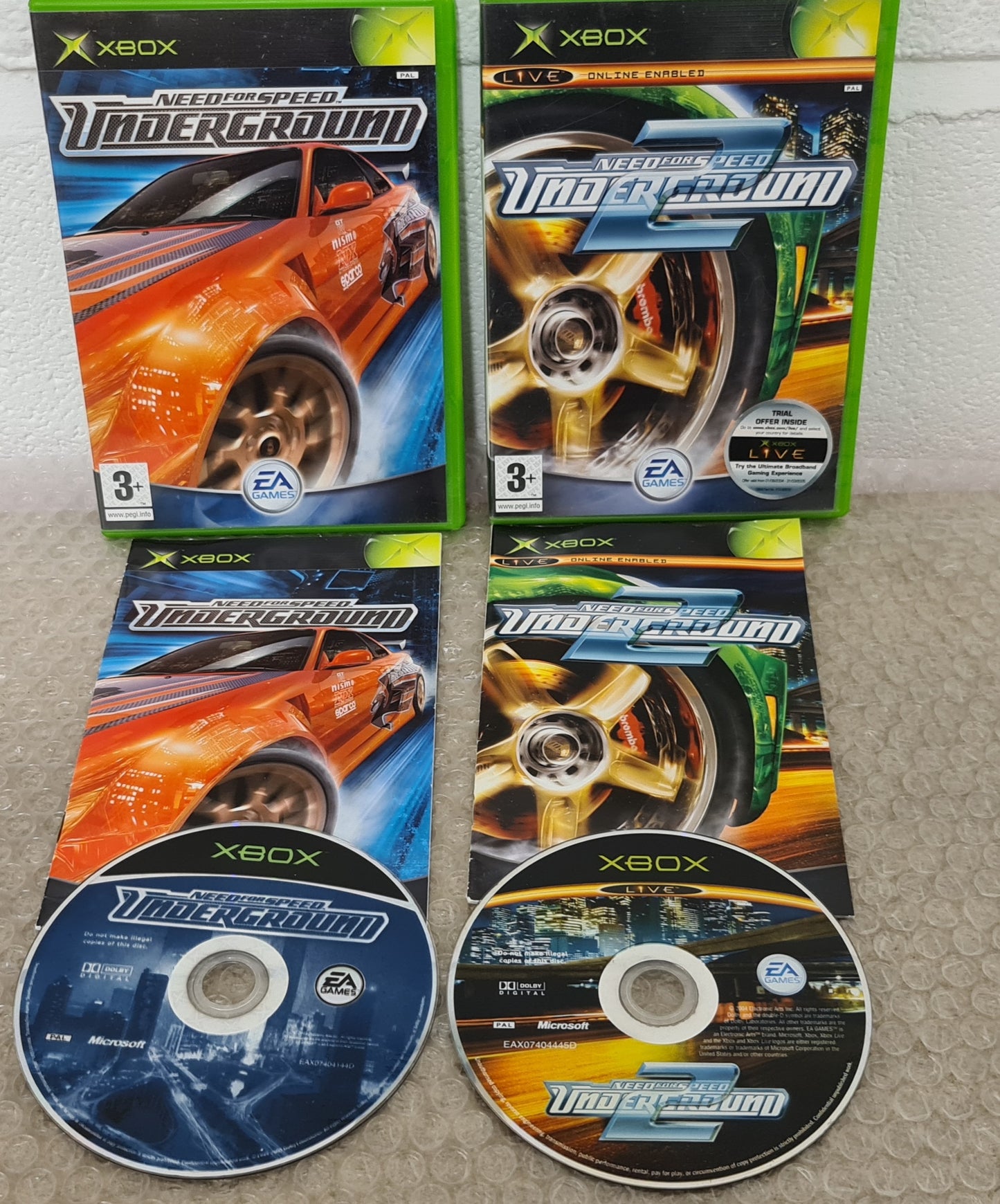 Need for Speed Underground 1 & 2 Microsoft Xbox Game Bundle