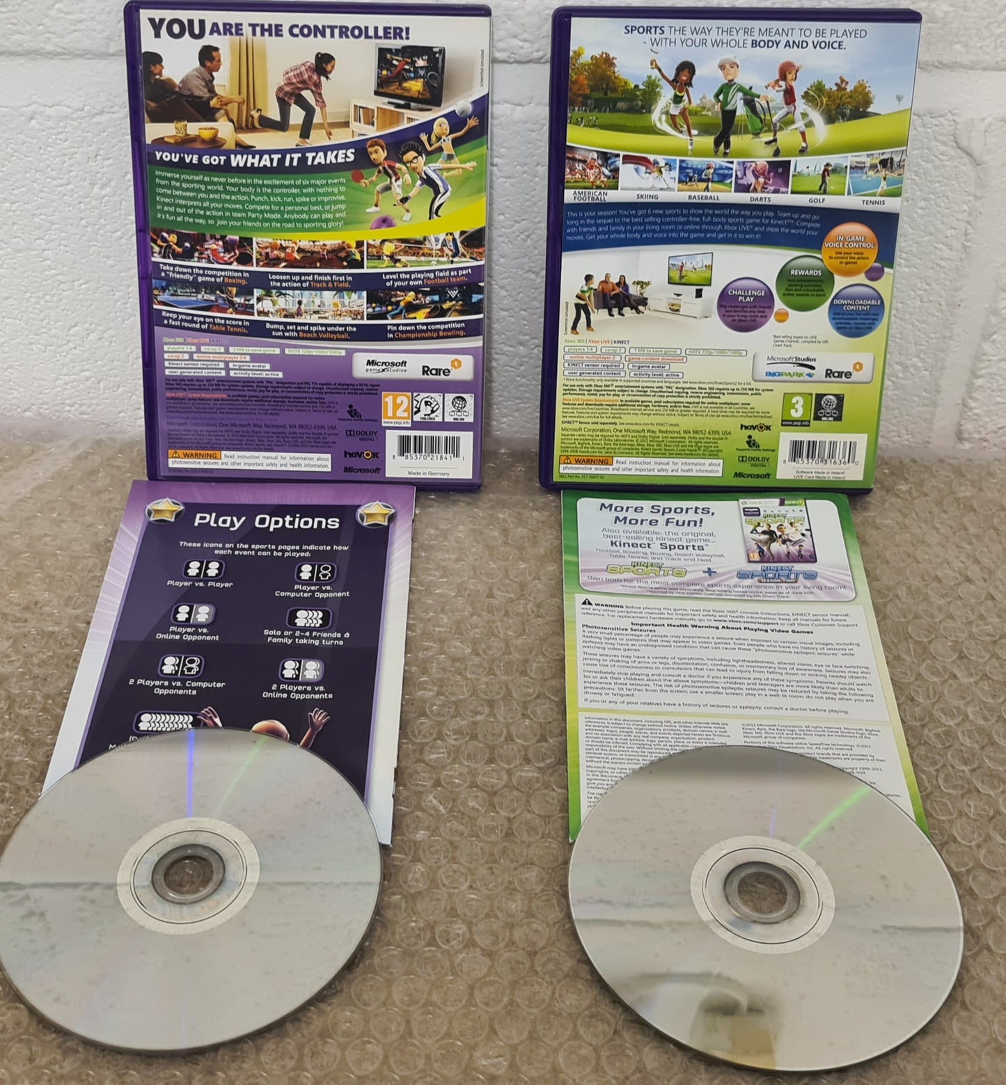 Kinect Sports 1 & 2 Microsoft Xbox 360 Game Bundle