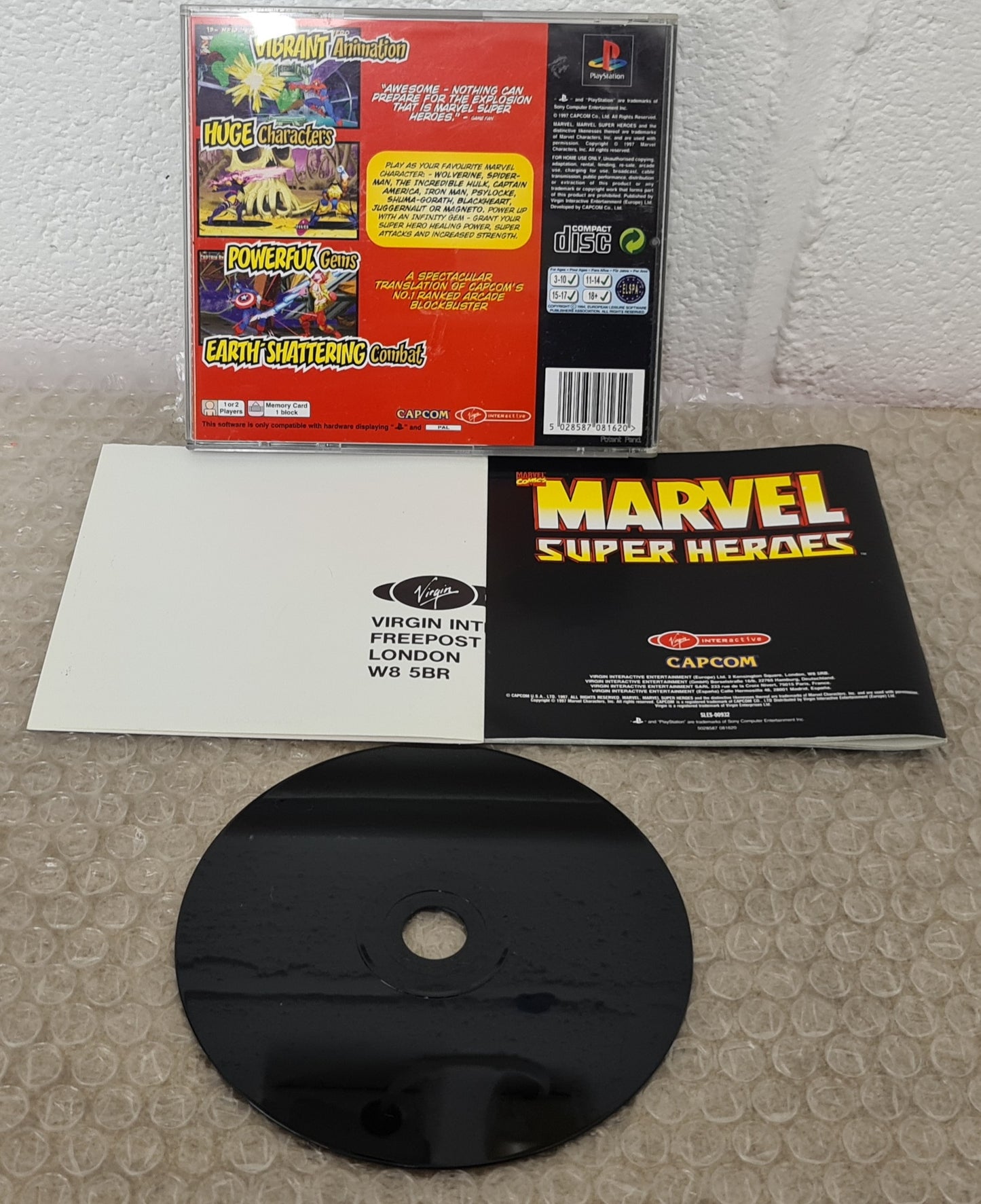 Marvel Super Heroes Sony Playstation 1 (PS1) RARE Game