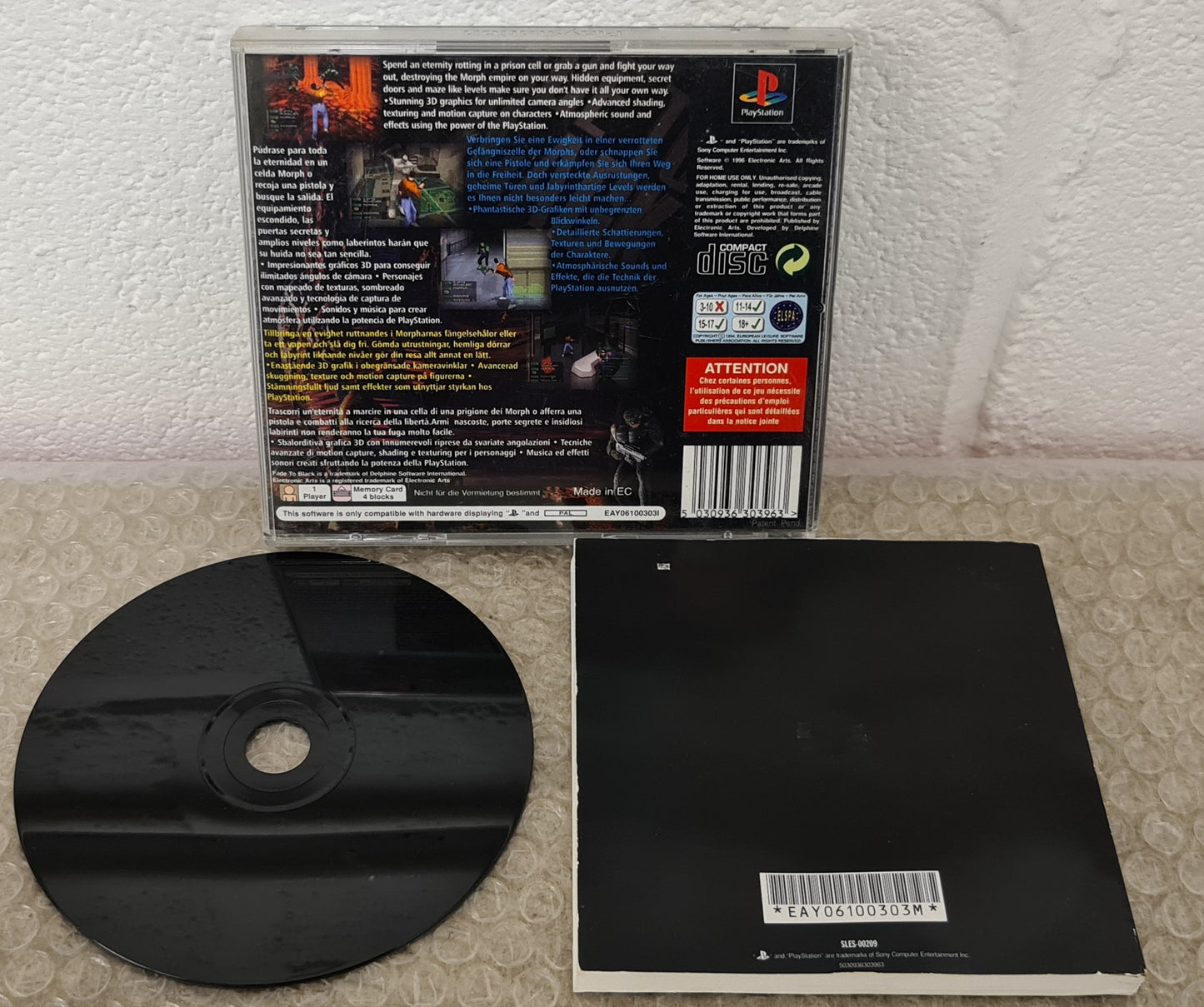 Fade to Black Black Label Sony PlayStation 1 (PS1) Game