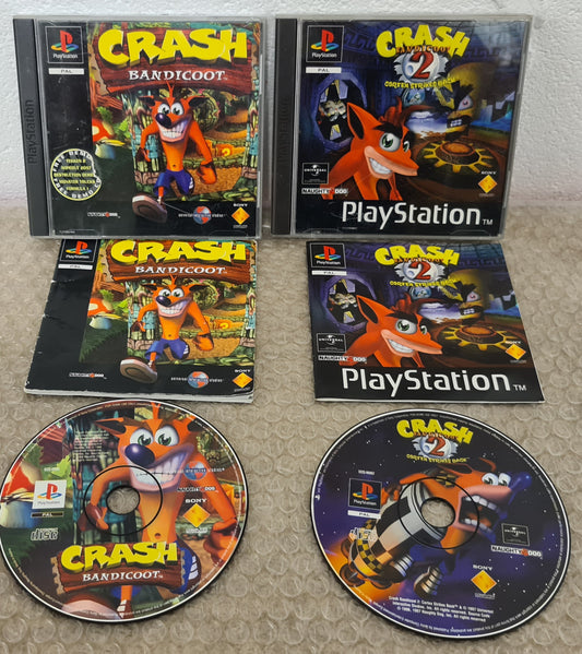 Crash Bandicoot 1 & 2 Sony Playstation 1 (PS1) Game Bundle