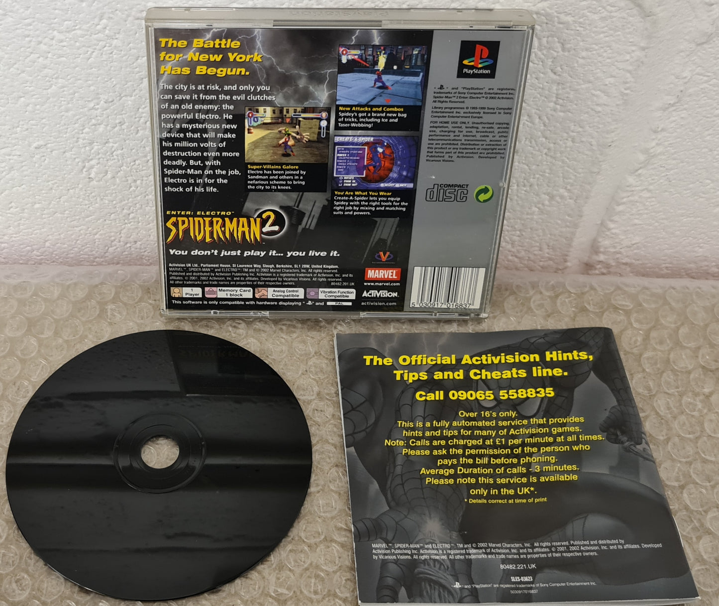 Spider-Man 2 Enter Electro Platinum Sony Playstation 1 (PS1) Game