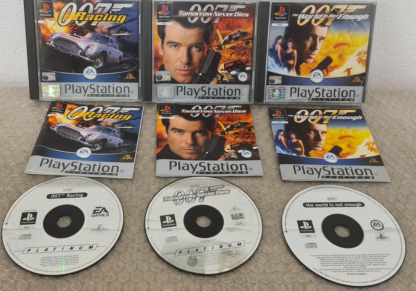 007 Racing, Tomorrow Never Dies & The World is not Enough Platinum Sony Playstation 1 (PS1) Game Bundle