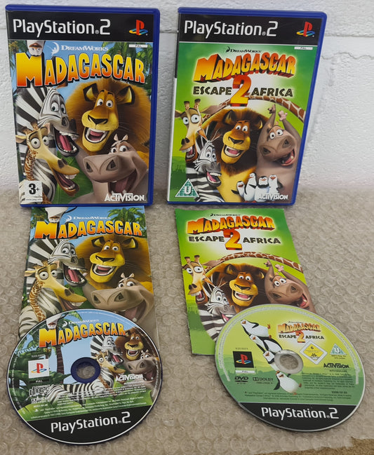 Madagascar 1 & 2 Sony Playstation 2 (PS2) Game Bundle