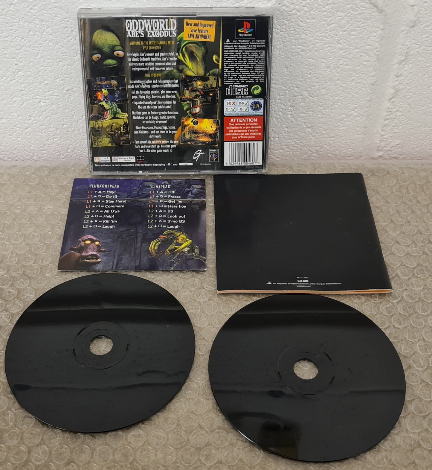 Oddworld Abe's Exoddus with RARE Abe's Controls Card Sony Playstation 1 (PS1) Game