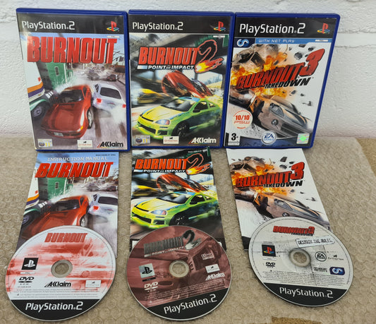 Burnout 1 - 3 Sony Playstation 2 (PS2) Game Bundle