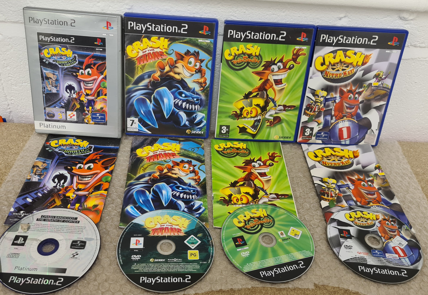 Crash Bandicoot x 4 Sony Playstation 2 (PS2) Game Bundle
