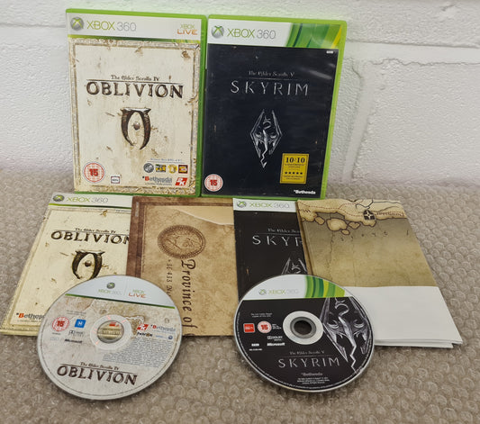 The Elder Scrolls Oblivion & Skyrim with Maps Microsoft Xbox 360 Game Bundle