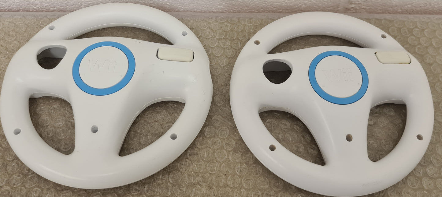 2 x White Official Racing Wheels Nintendo Wii Accessory