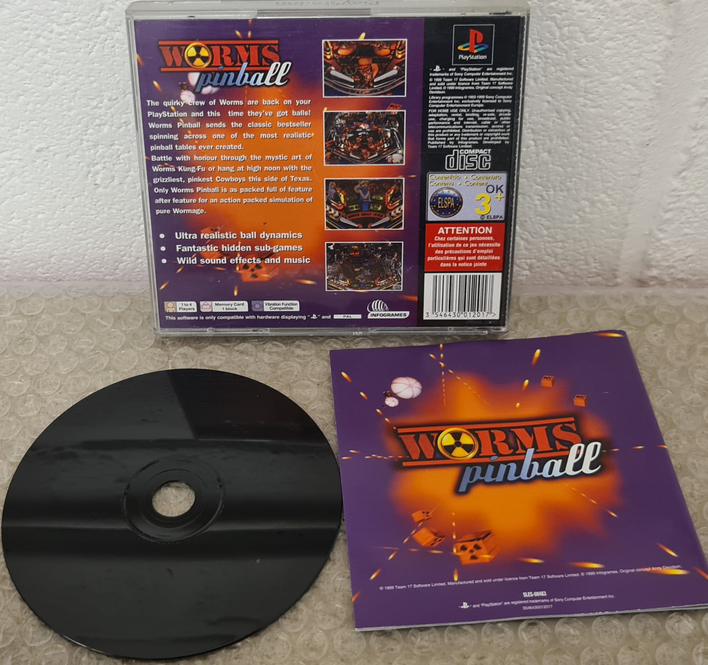 Worms Pinball Best of Infogrames Sony Playstation 1 (PS1) Game