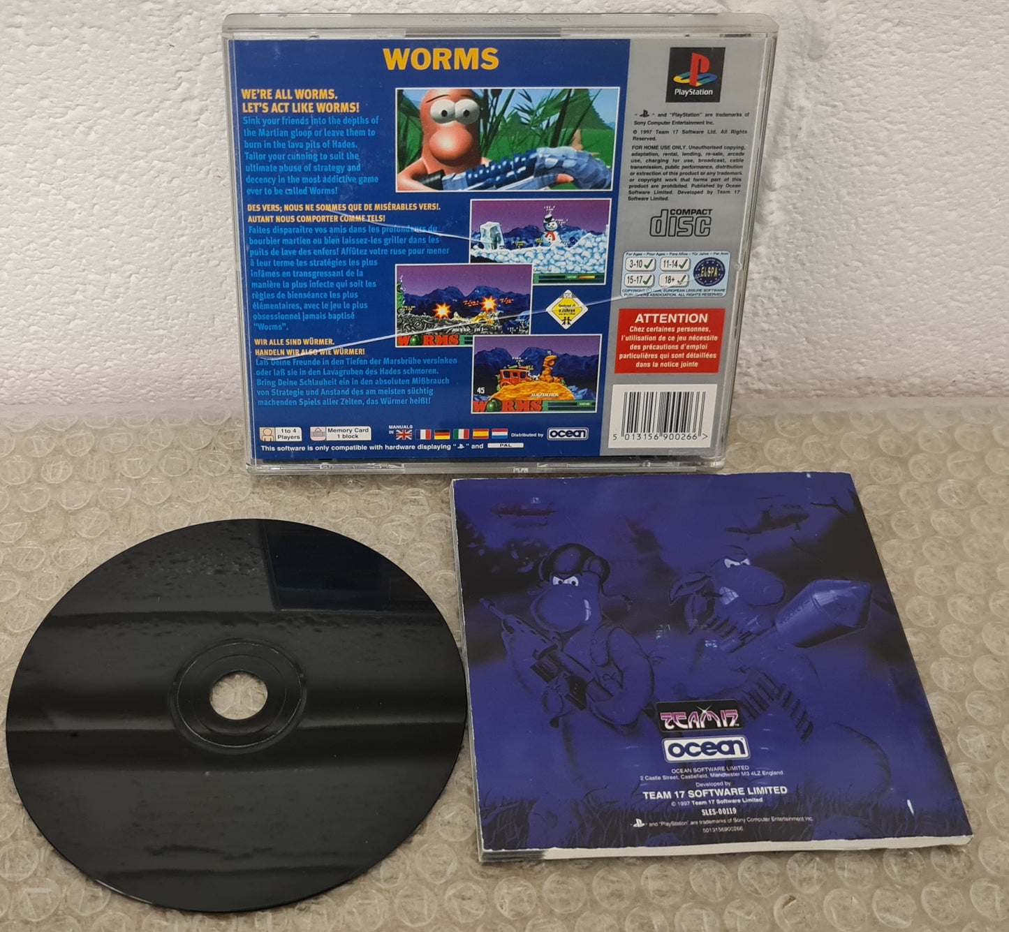 Worms Platinum Copied Front Inlay Sony Playstation 1 (PS1) Game