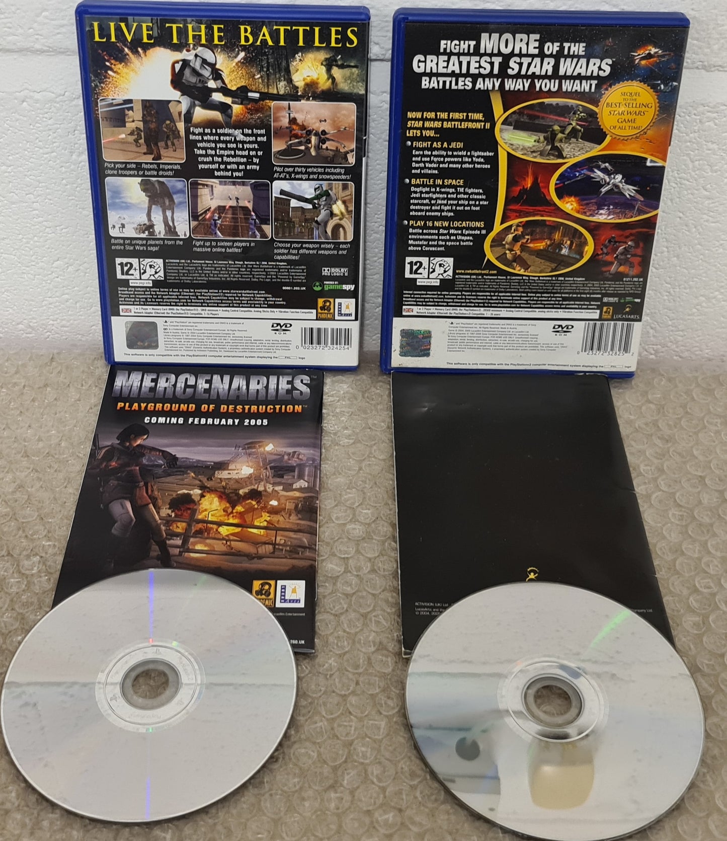 Star Wars Battlefront 1 & 2 Black Label Sony Playstation 2 (PS2) Game Bundle