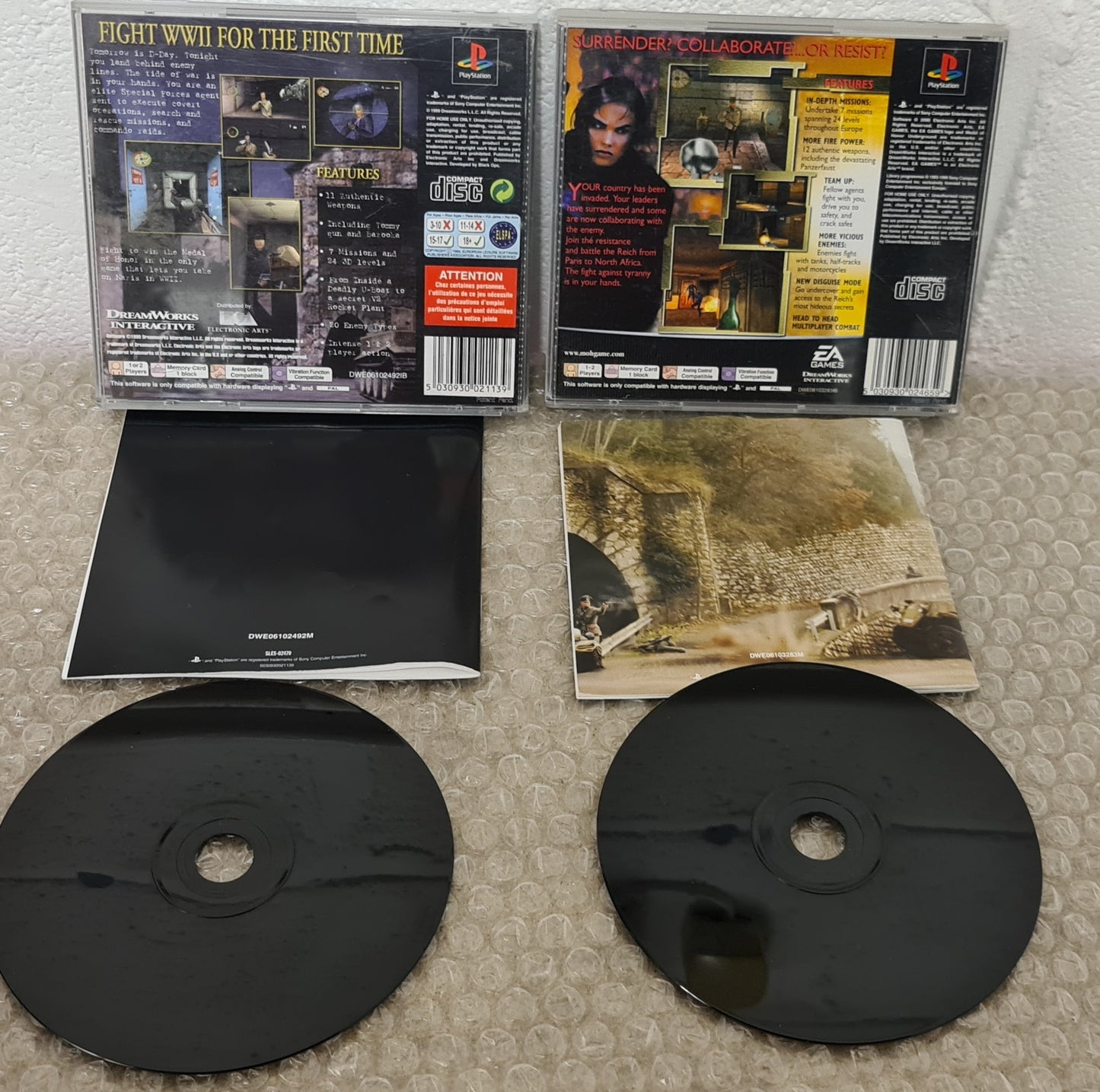 Medal of Honor & Medal of Honor Underground Copied Front Inlays Sony Playstation 1 (PS1) Game Bundle