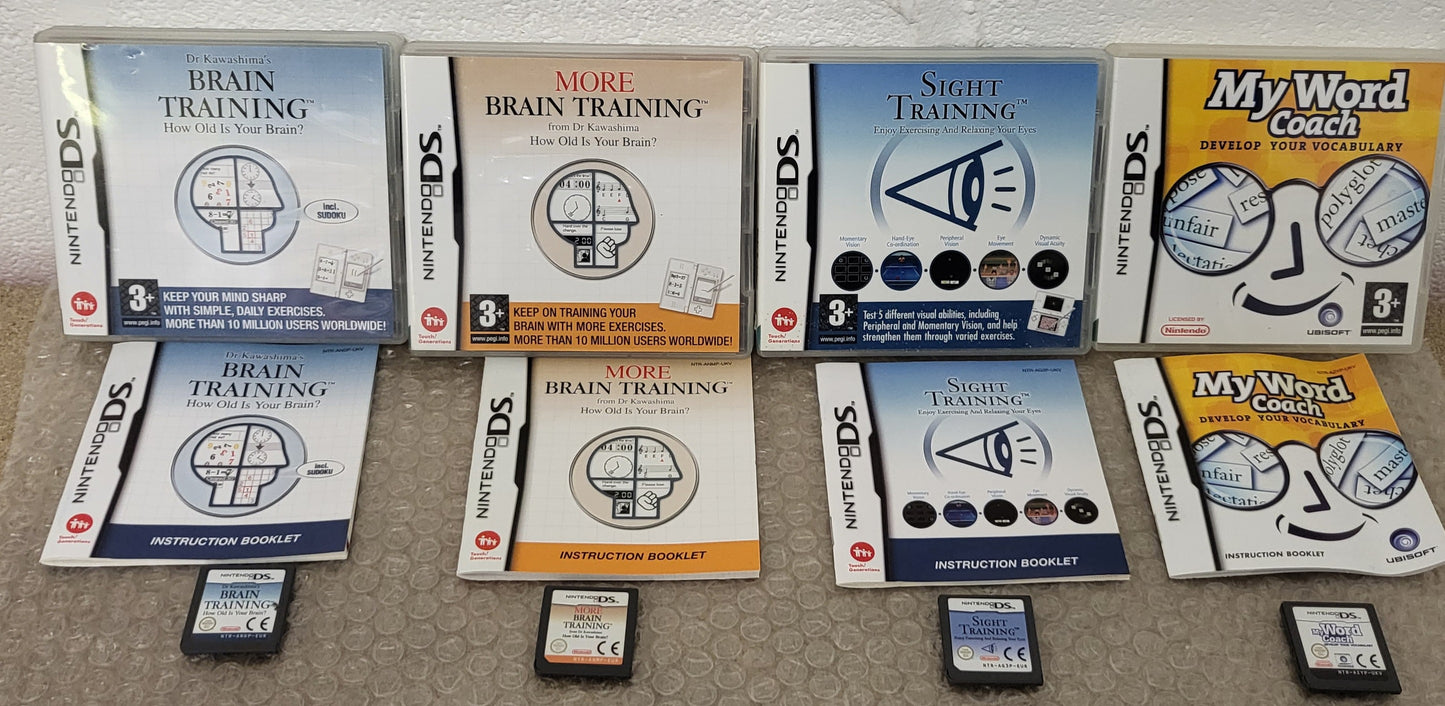 Brain, More Brain, Sight Training & Word Coach Nintendo DS Game bundle