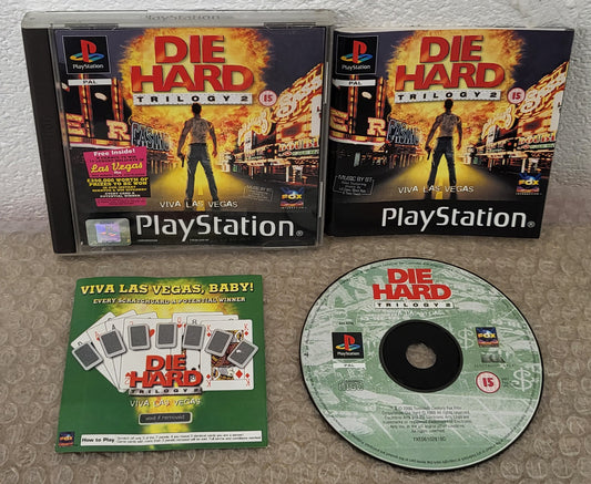 Die Hard Trilogy 2 Viva Las Vegas with ULTRA RARE Unused Scratch Card Sony Playstation 1 (PS1) Game