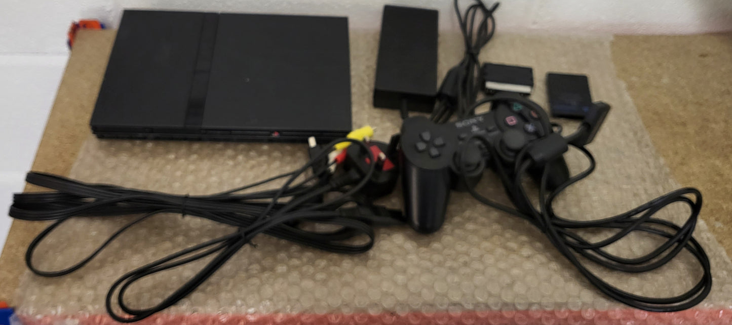 Boxed Black Slim Sony Playstation 2 (PS2) SCPH 70003 Console with Official 8MB Memory Card