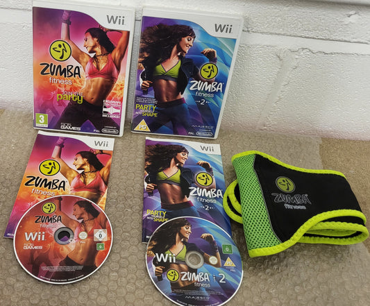 Zumba Fitness 1 & 2 with Belt Nintendo Wii Game Bundle