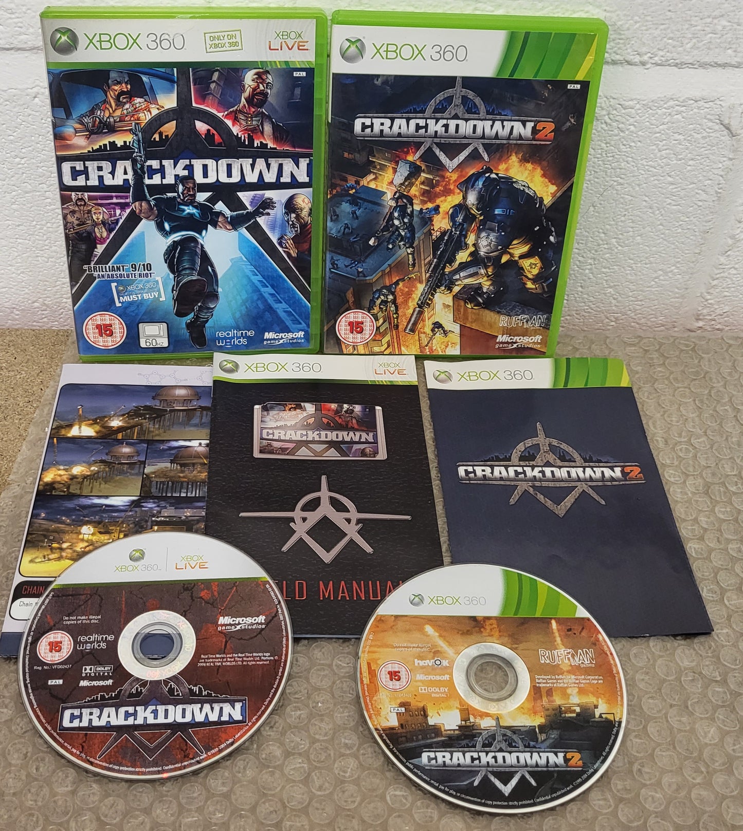 Crackdown 1 with Map & 2 Microsoft Xbox 360 Game Bundle