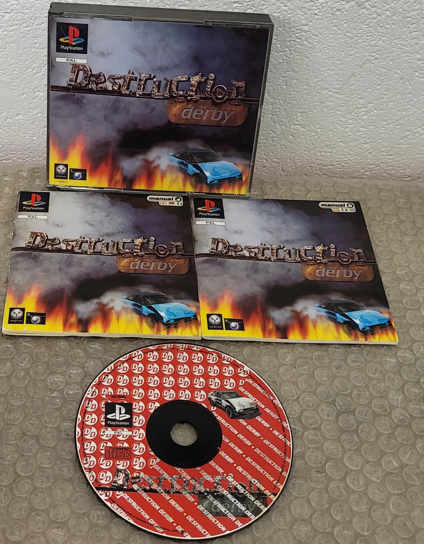 Destruction Derby Black Label with Manuals A & B Sony Playstation 1 (PS1) Game