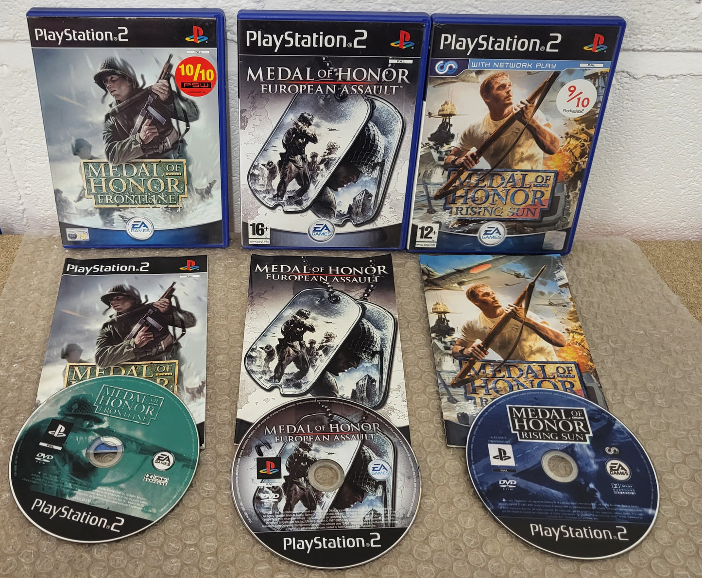 Medal of Honor European Assault, Frontline & Rising Sun Sony Playstation 2 (PS2) Game Bundle