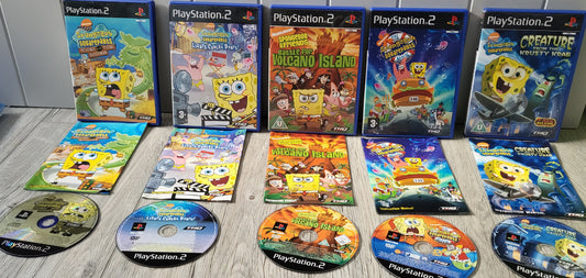Spongebob Squarepants X 5 Sony Playstation 2 (PS2) Game Bundle