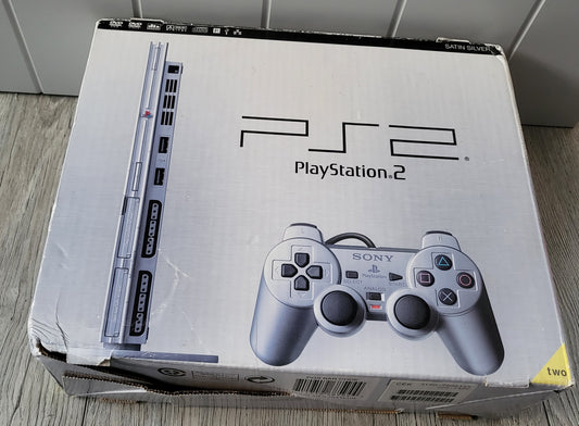 Boxed Silver Slim Sony Playstation 2 (PS2) SCPH 70003 Console with 8 MB Memory Card