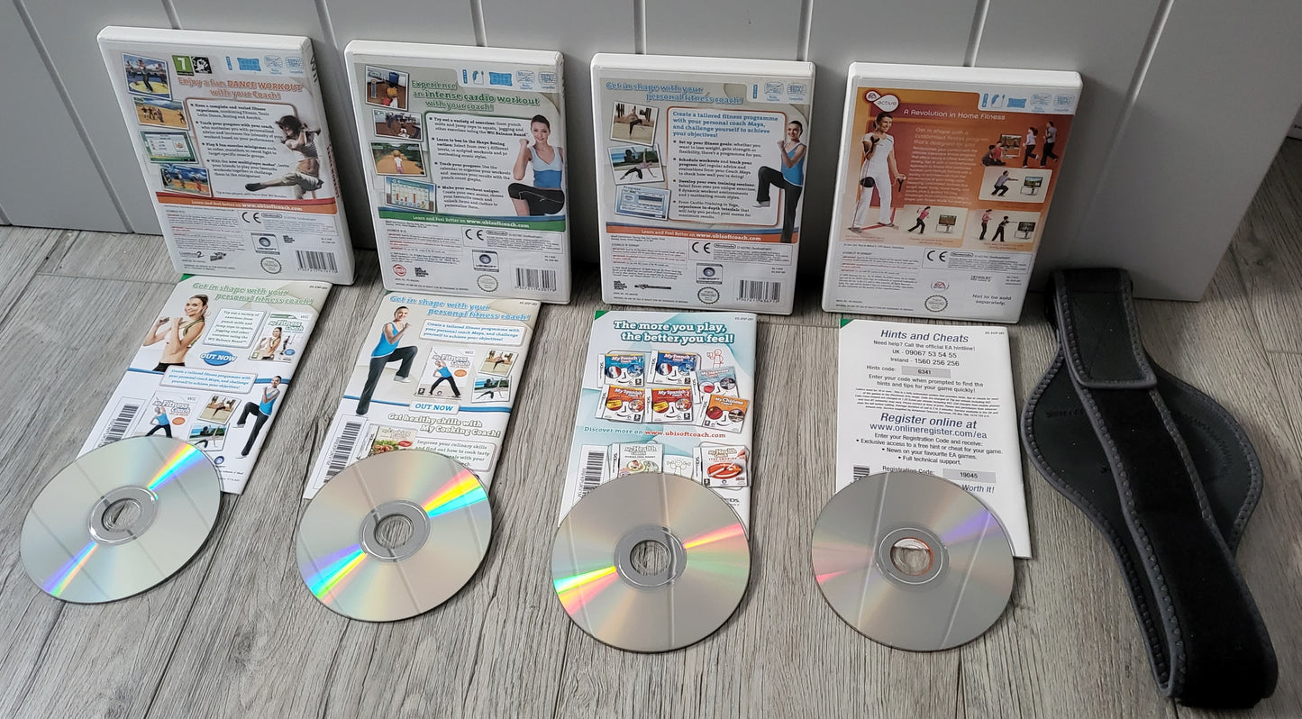 My Fitness Coach x3 & Active Personal Trainer with Belt Nintendo Wii Game Bundle & Accessory