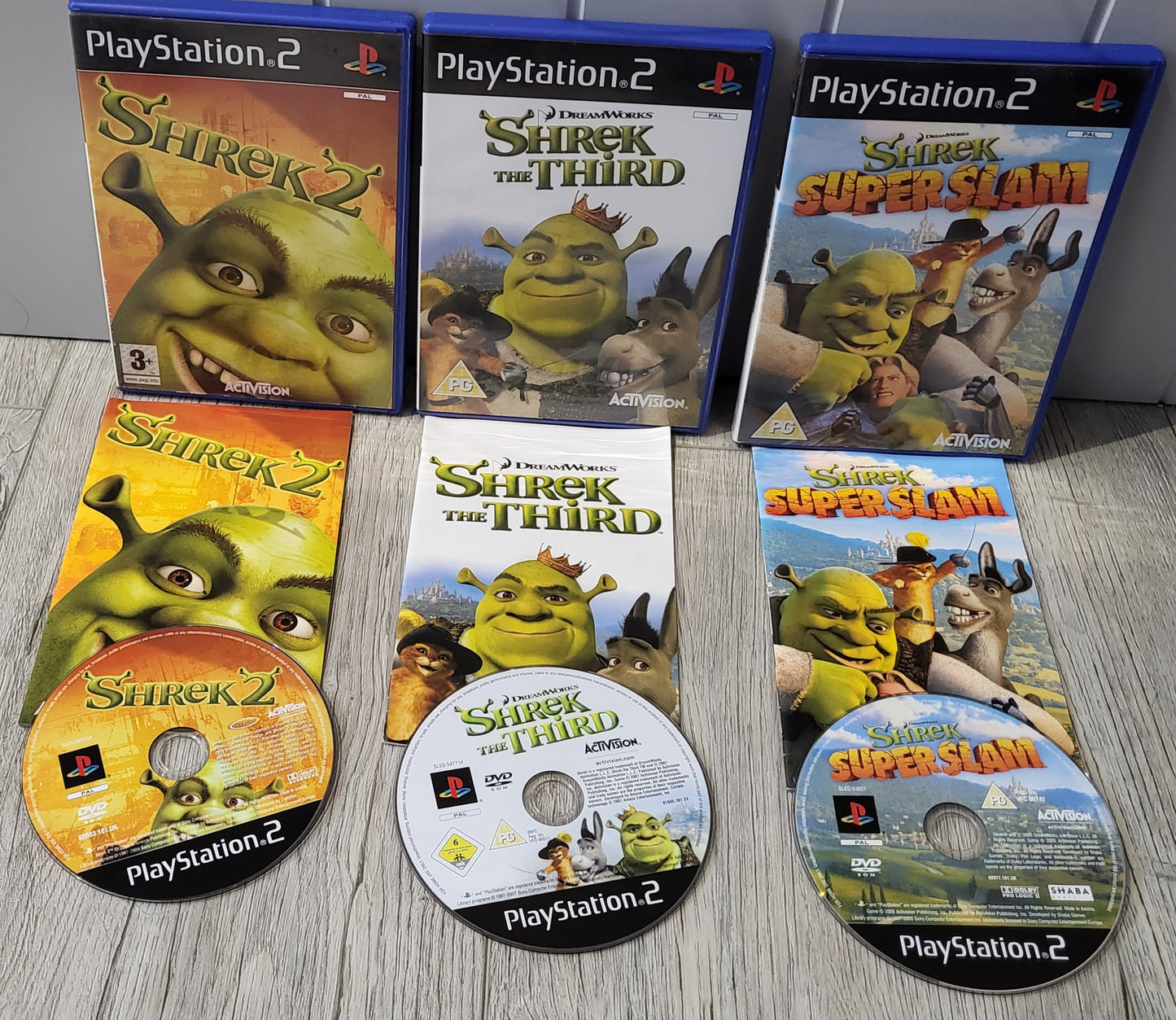 Shrek 2, The Third & Superslam Sony Playstation 2 (PS2) Game Bundle