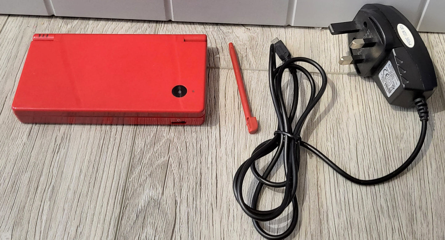 Red Nintendo DSi Console with Unofficial Charger