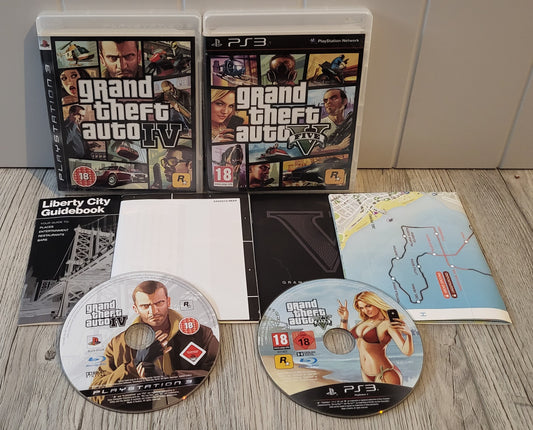 Grand Theft Auto IV & V with Maps Sony Playstation 3 (PS3) Game Bundle
