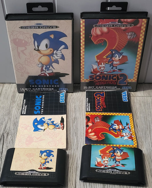 Sonic the Hedgehog 1 & 2 Sega Mega Drive Game Bundle