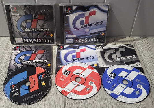 Gran Turismo 1 & 2 Black Label Sony Playstation 1 (PS1) Game Bundle