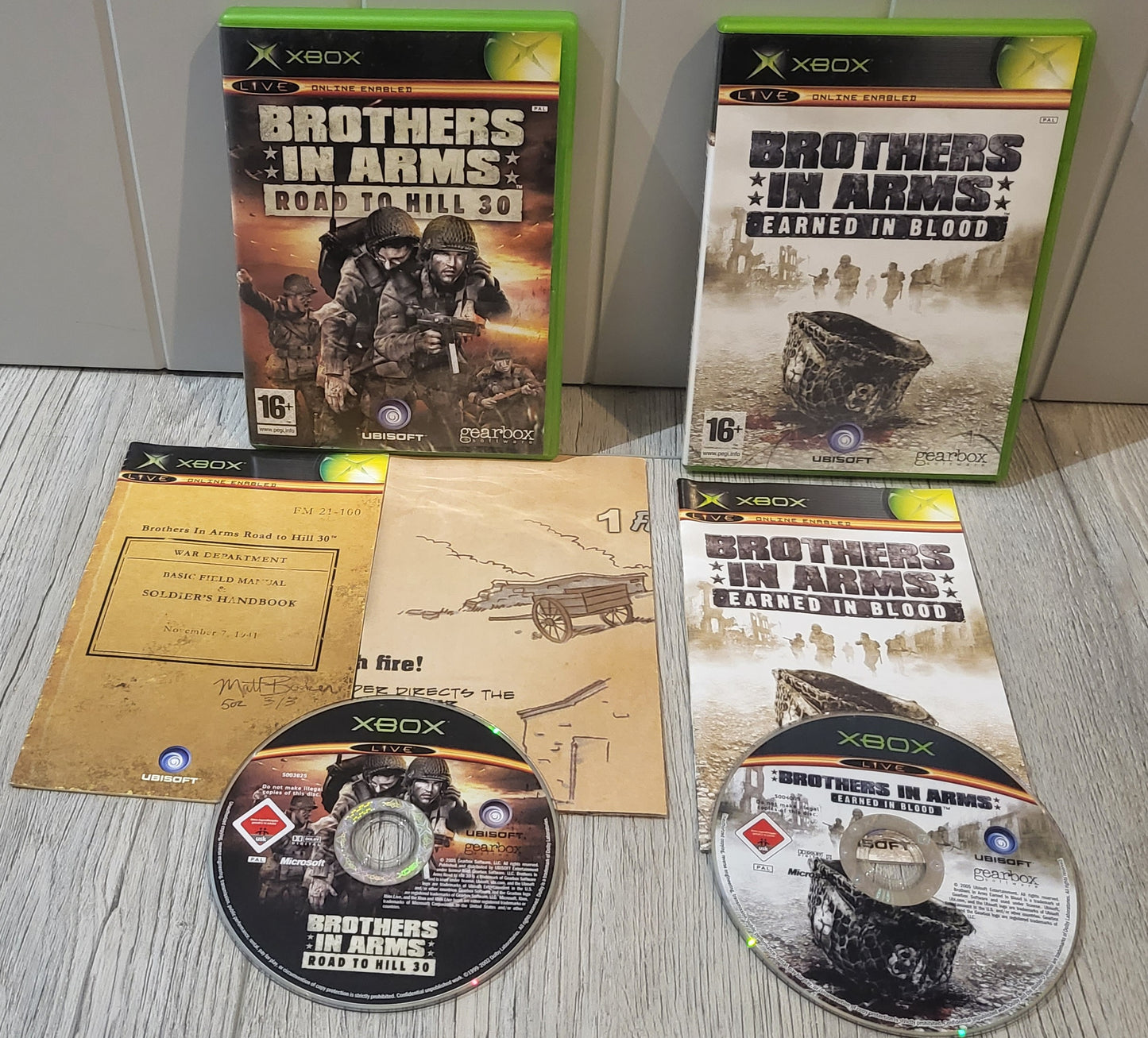 Brothers in Arms Road to Hill 30 with Map & Earned in Blood Microsoft Xbox Game Bundle