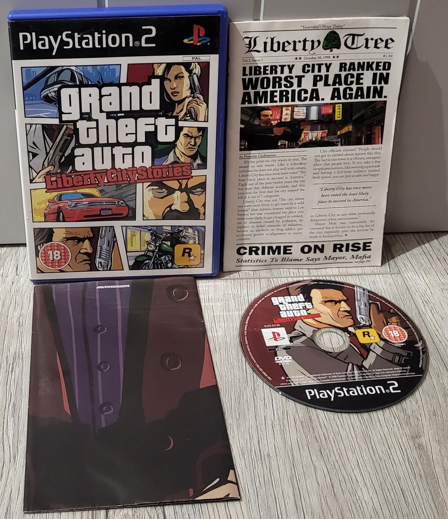 Grand Theft Auto Liberty City Stories with Map Sony Playstation 2 (PS2)