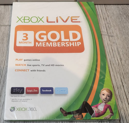 Brand New and Sealed Xbox Live 3 Month Gold Membership Microsoft Xbox 360 RARE