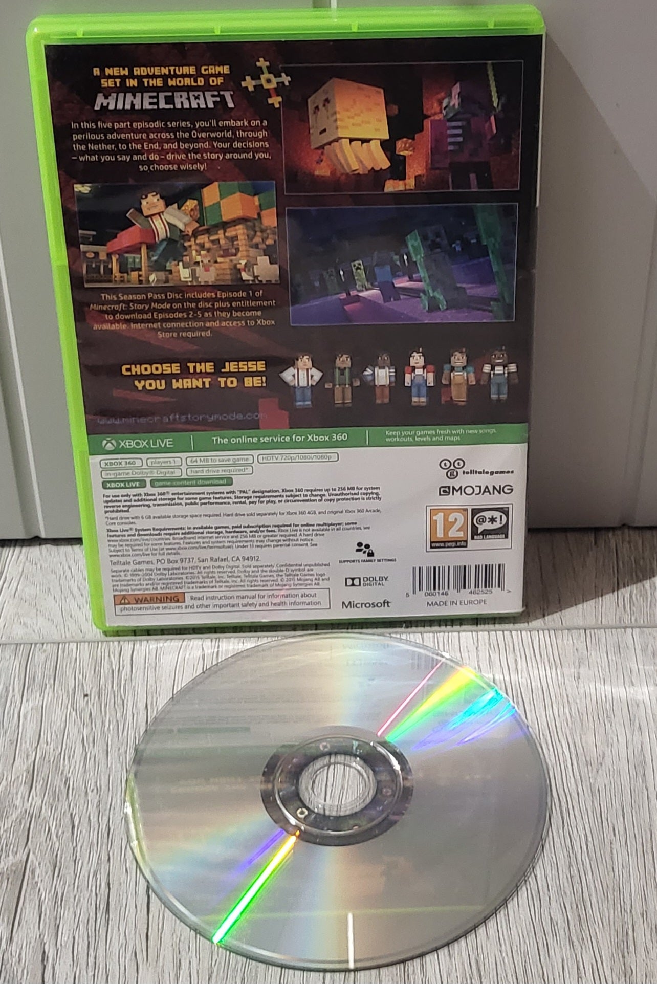 Minecraft Story Mode a Telltale Games Series Season Pass Disc Microsoft Xbox 360 Game