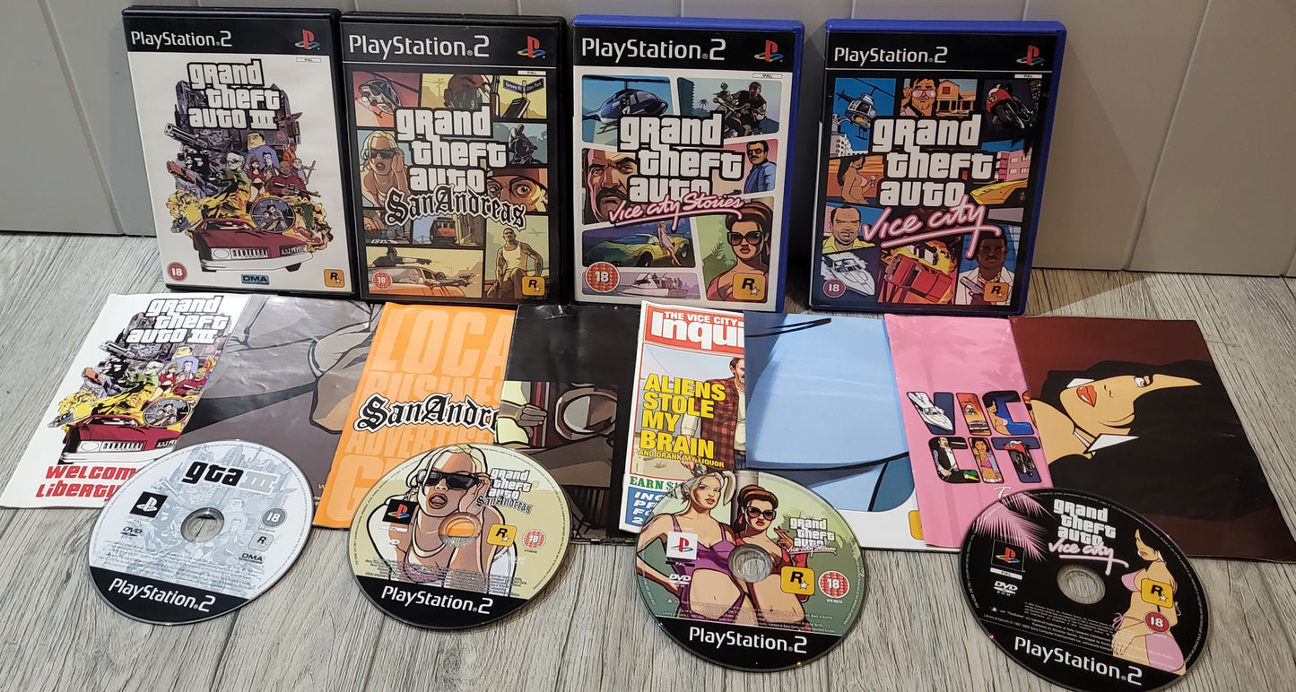 Grand Theft Auto Black Label X4 with Maps Sony Playstation 2 (PS2)